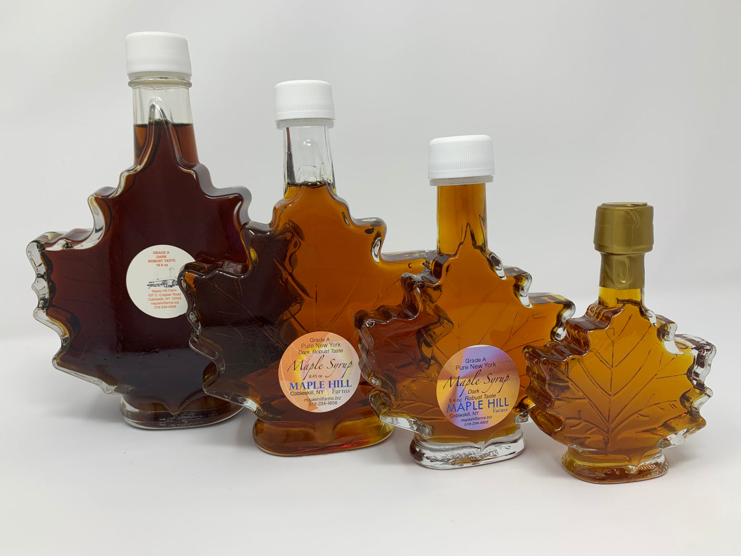 Pure Maple Syrup Glass Leaf Bottles